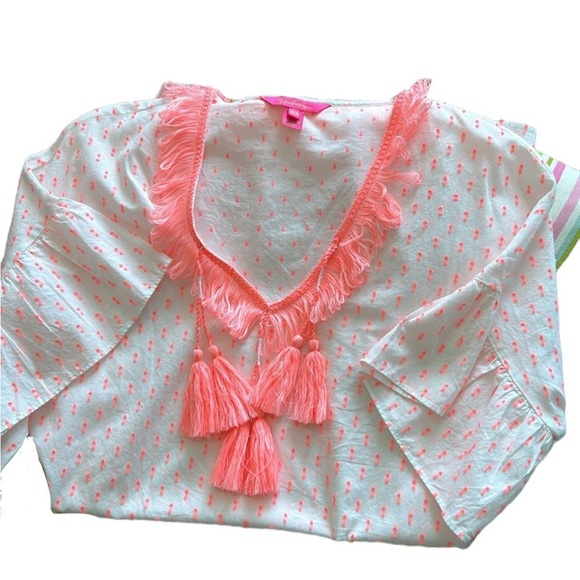 Lilly Pulitzer Kipper Coverup cover up tunic, swim, size small medium neon pink - Picture 5 of 8